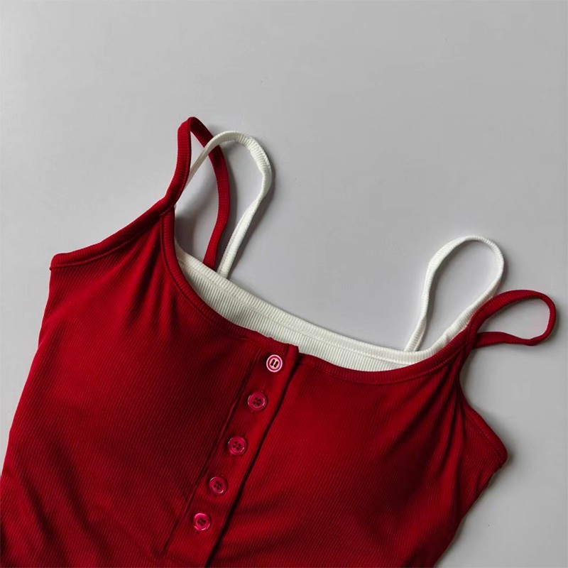 Yoga Fitness Tapis - Color-Block Faux Two-Piece Sporty Bralette Ribbed