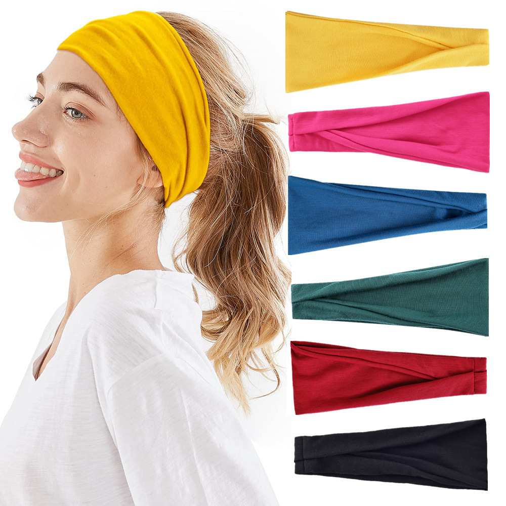 Yoga Fitness Stretching Strap - Solid Color Sports Yoga Headband Sweat-absorbing