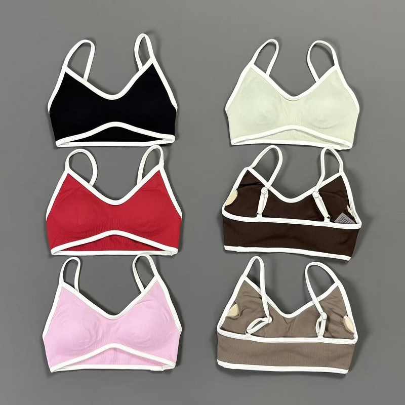 Yoga Fitness Tapis - Women Contrastline Yoga Bra V Neck