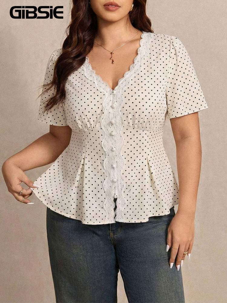 Waist Trainer Women - GIBSIE Plus Size Polka Dot Contrast